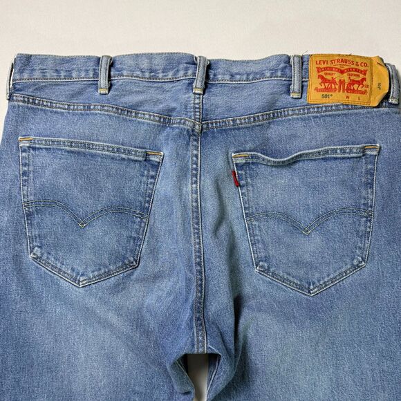 Levi's 501 Button Fly Blank Tab Jeans Men's 42x34 Med. Wash Straight Leg 2/$50 - Picture 9 of 16